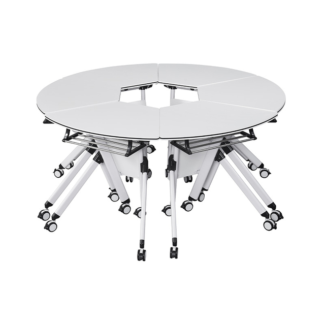 Space-Saving Flip Top Training Table with Lockable Casters