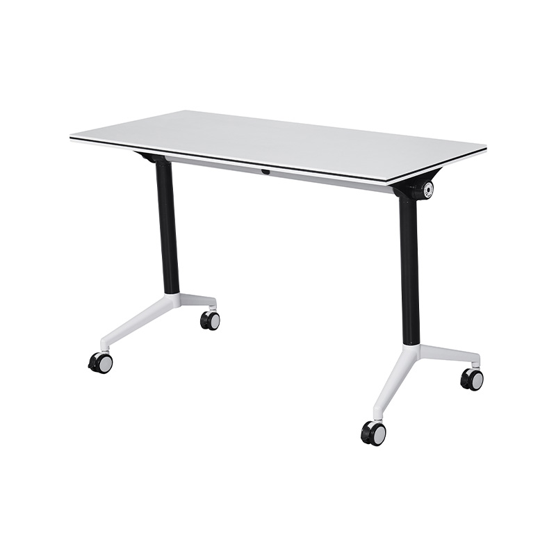 White Foldable Training Desk with Casters