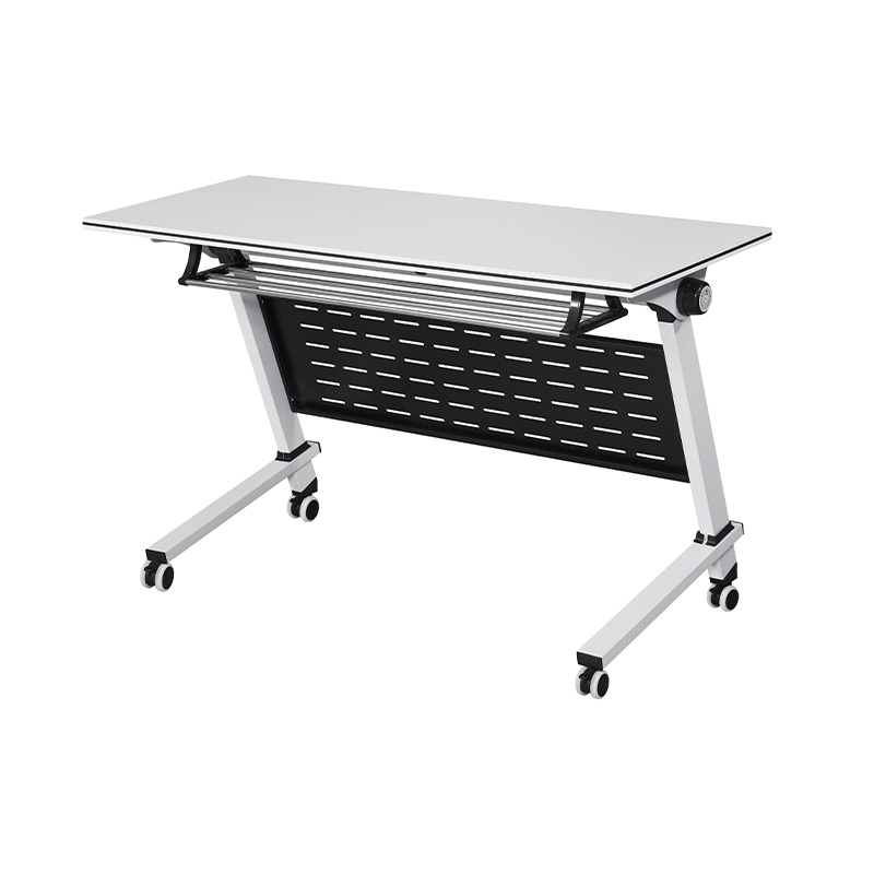 White Foldable Training Desk with Casters