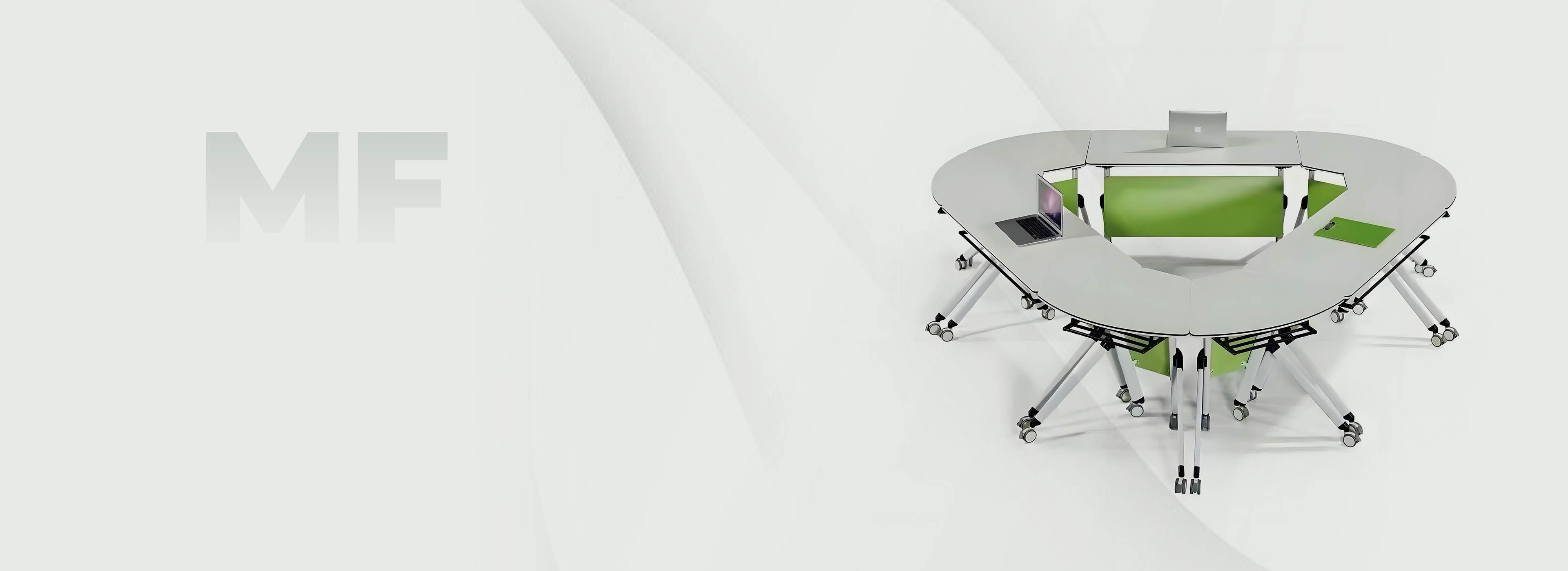 Foldable mobile modular training table and collaborative desk for flexible workspaces