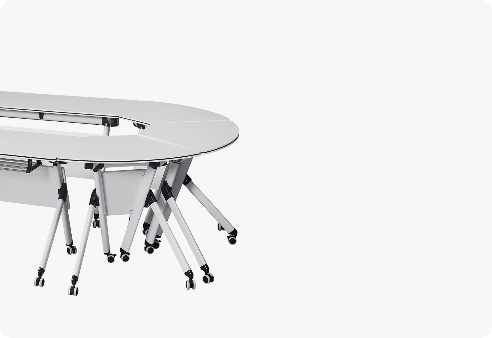 Foldable mobile training table and collaborative desk for flexible meeting rooms