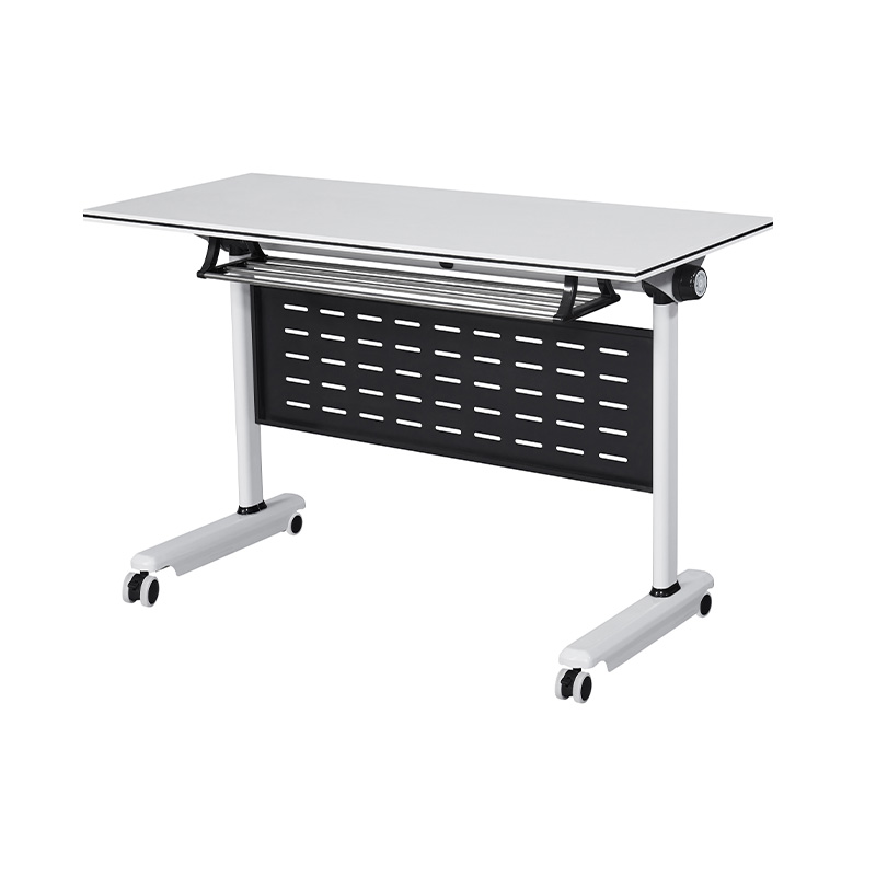 White Foldable Training Desk with Casters