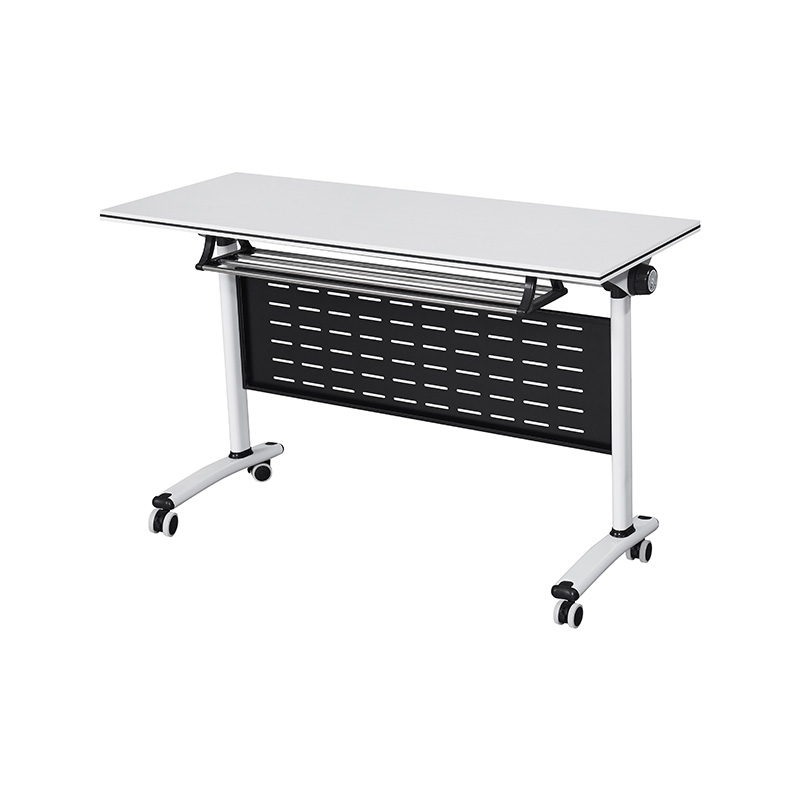 White Foldable Training Desk with Casters