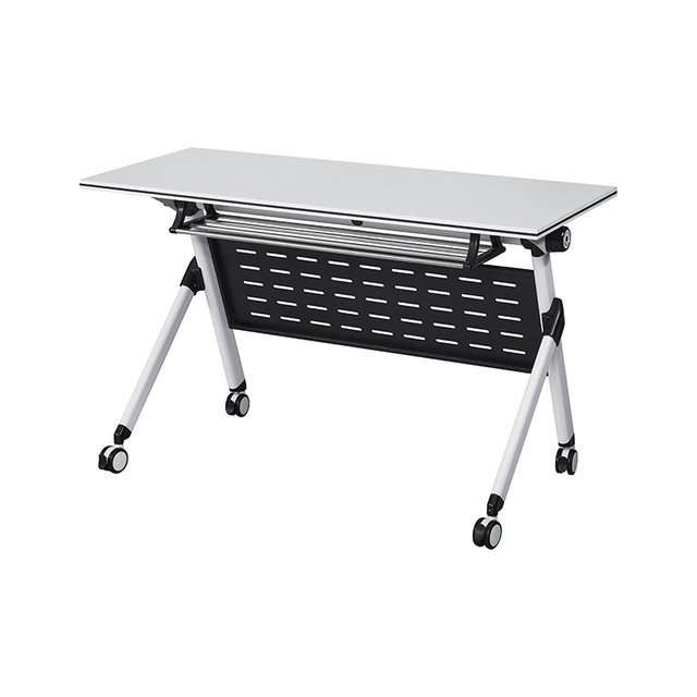 White Foldable Training Desk with Casters