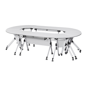 Space-Saving Flip Top Training Table with Lockable Casters