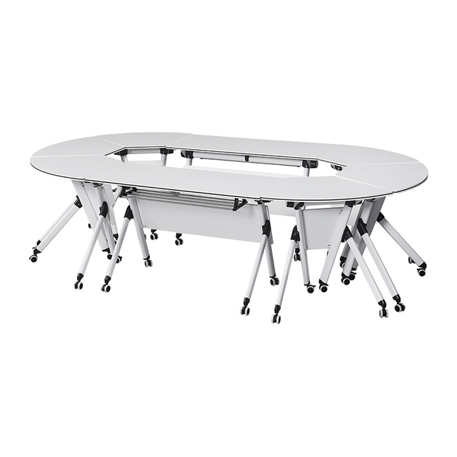 Space-Saving Flip Top Training Table with Lockable Casters